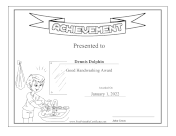 Kids Achievement Award Handwashing BW certificate