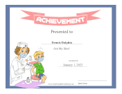 Kids Achievement Award Vaccine certificate