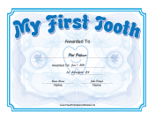 My First Tooth Certificate Blue