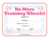 No Training Wheels Bicycle Certificate Pink