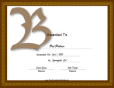 Offset B Monogram Certificate