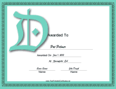 Offset D Monogram Certificate