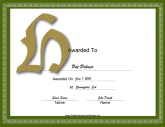 Offset H Monogram Certificate