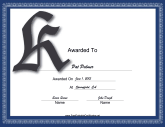 Offset K Monogram Certificate