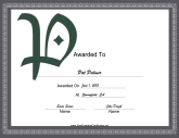 Offset P Monogram Certificate
