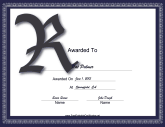 Offset R Monogram Certificate