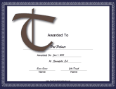 Offset T Monogram Certificate