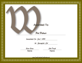 Offset W Monogram Certificate
