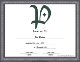 P Monogram Certificate
