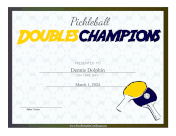 Pickleball Doubles Champions certificate