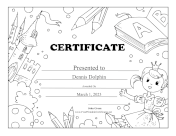 Princess And Castle Black and White certificate