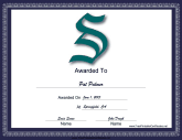 S Monogram Certificate