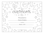 Stars And Confetti Black and White certificate