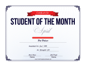 Student of the Month Certificate for April