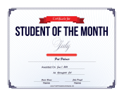 Student of the Month Certificate for July