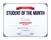 Student of the Month Certificate for October