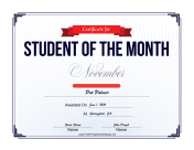 Student of the Month Certificate for November