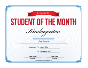 Student of the Month Certificate for Kindergarten