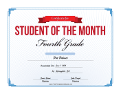 Student of the Month Certificate for Fourth Grade