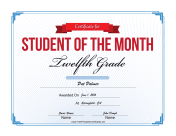 Student of the Month Certificate for Twelfth Grade