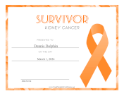 Survivor of Kidney Cancer certificate