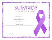 Survivor of Pancreatic Cancer certificate