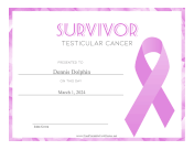 Survivor of Testicular Cancer certificate