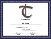 T Monogram Certificate