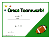 Teamwork Certificate Football
