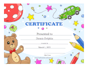 Teddy Bear And Toys certificate