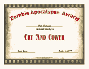 Zombie Award Cry And Cower