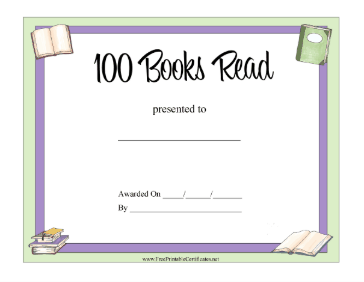 100 Books Read Award