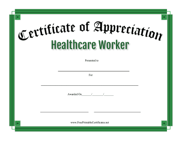 Certificate Of Appreciation Healthcare Worker