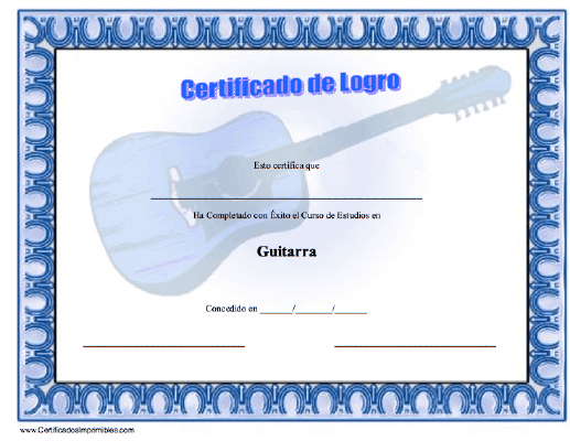 Certificado de Logro en Guitarra