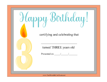 Happy Birthday 3 Year Old