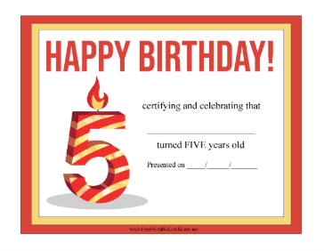 Happy Birthday 5 Year Old