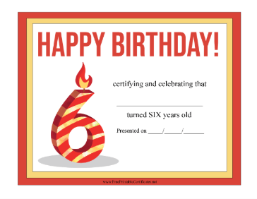 Happy Birthday 6 Year Old