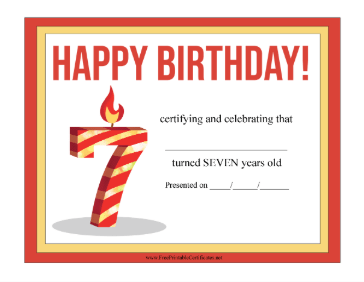 Happy Birthday 7 Year Old