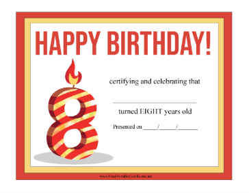 Happy Birthday 8 Year Old