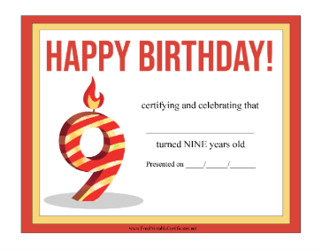 Happy Birthday 9 Year Old