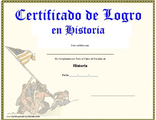 Certificado de Logro en Historia