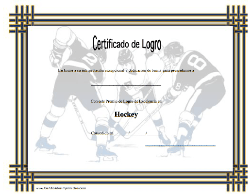 Certificado de Logro en Hockey