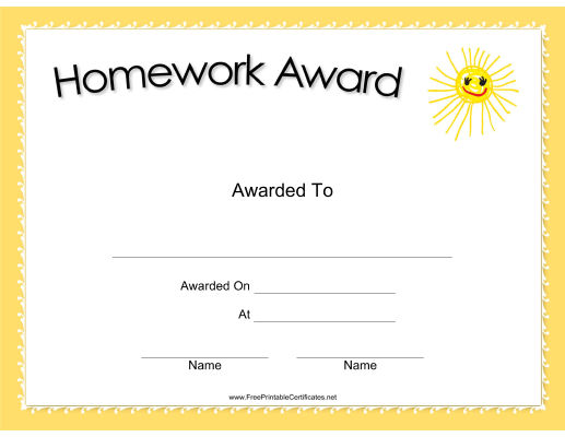 Homework Award