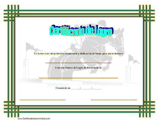 Certificado de Logro en Equestrianismo