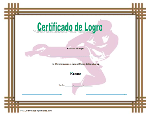 Certificado de Logro en Karate