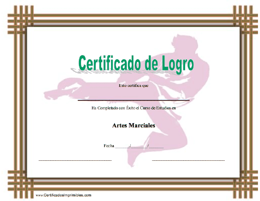 Certificado de Logro en Artes Marciales