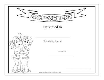 Kids Achievement Award Friendship BW