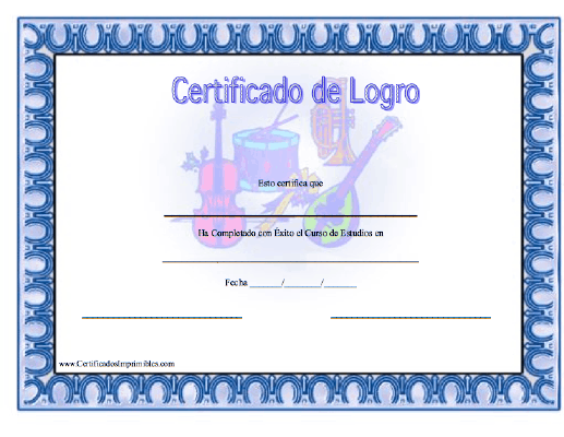 Certificado de Logro en Música