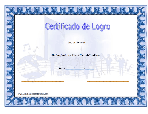 Certificado de Logro en Música