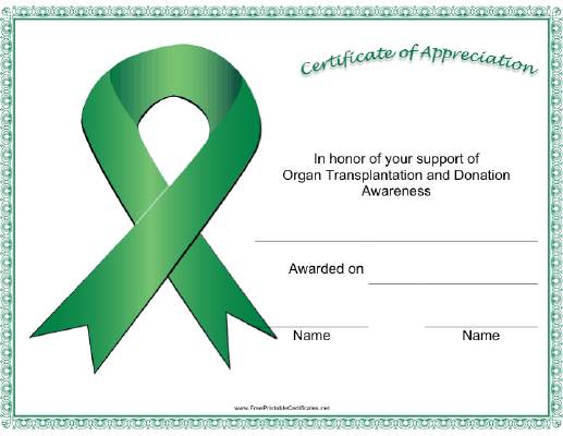 Organ Transplantation Donation Awareness Ribbon